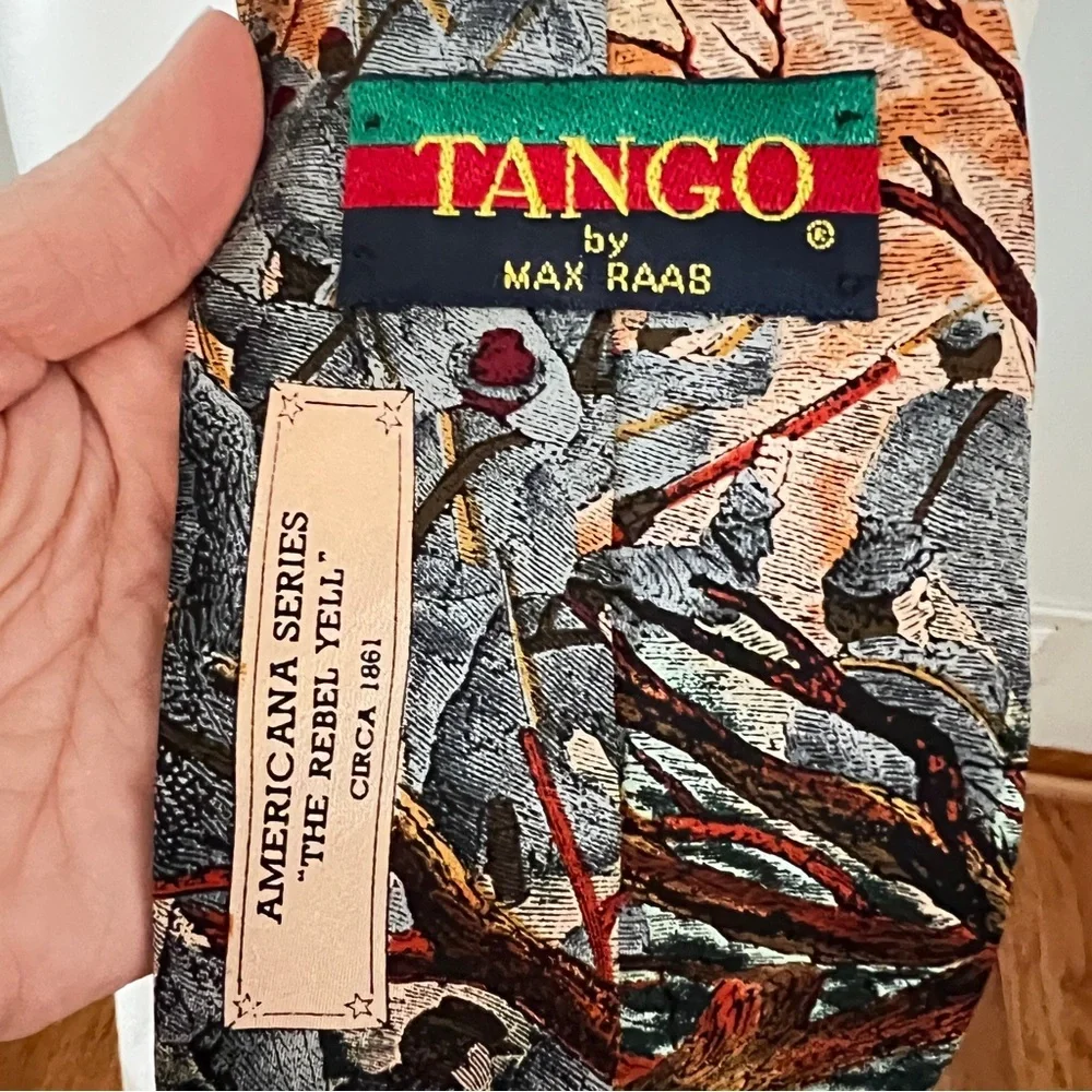TANGO by Mark Raab - Artistic Blue and Red Tie in 100% Silk. Americana Series